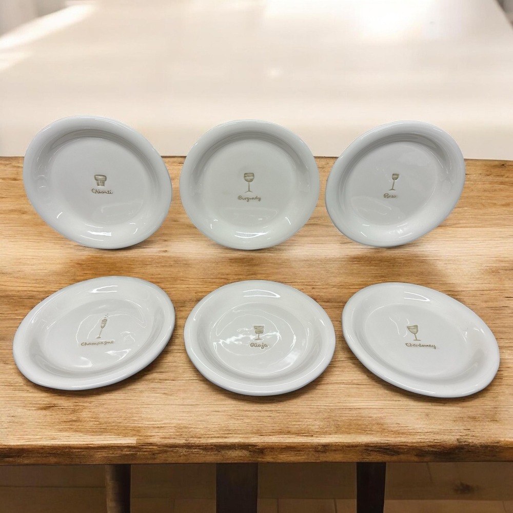 Vintage Williams Sonoma Wine Series Appetizer Embossed 6" Plates Set of 6‎